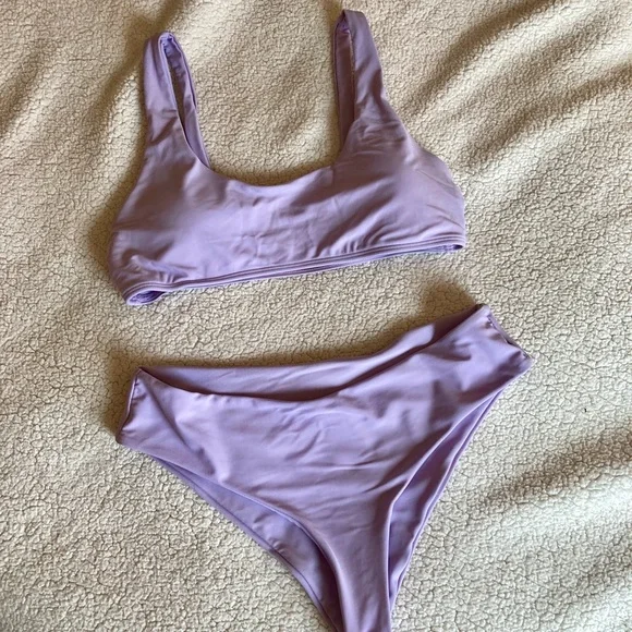 SHEIN Womens Bathing Suit LOT Tops Bottom Size Medium Purple Pink Beach Summer - Picture 7 of 10